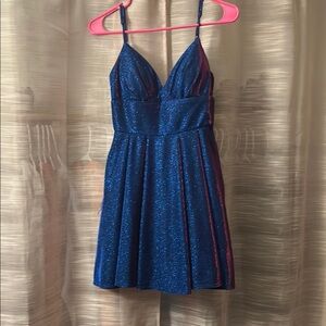 B Darlin Blue Glitter Mini Dress